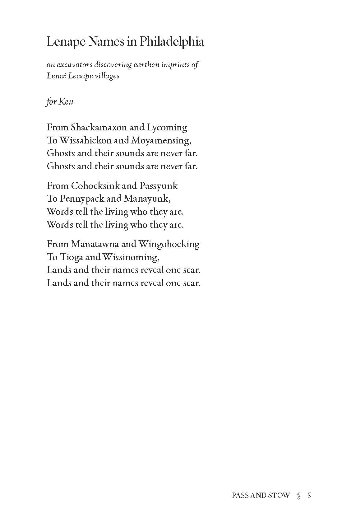 Pass and Stow: Poems